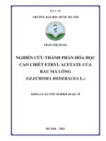 Trần thị hằng nghiên cứu thành phần hóa học cao chiết ethyl acetate của rau má lông (glechoma hederacea l ) khóa luận tốt nghiệp dược sĩ
