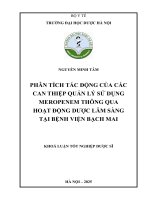 Nguyễn minh tâm phân tích tác Động của các can thiệp quản lý sử dụng meropenem thông qua hoạt Động dược lâm sàng tại bệnh viện bạch mai khoá luận tốt nghiệp dược sĩ