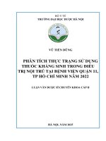 Vũ tiến dũng phân tích thực trạng sử dụng thuốc kháng sinh trong Điều trị nội trú tại bệnh viện quận 11, tp hồ chí minh năm 2022 luận văn dược sĩ chuyên khoa cấp ii