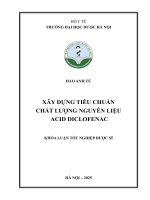 Đào anh tú xây dựng tiêu chuẩn chất lượng nguyên liệu acid diclofenac khóa luận tốt nghiệp dược sĩ