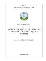 Đinh thị hồng ngọc nghiên cứu chiết xuất tinh dầu vỏ quýt với sự hỗ trợ của enzyme khóa luận tốt nghiệp dược sĩ