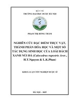 Phạm thị hồng thắm nghiên cứu Đặc Điểm thực vật, thành phần hóa học và một số tác dụng sinh học của loài bách xanh núi Đá (calocedrus rupestris aver , h t nguyen & l k phan) khoá luận tốt nghiệp dược sĩ