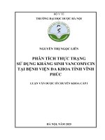 Nguyễn thị ngọc liên phân tích thực trạng sử dụng kháng sinh vancomycin tại bệnh viện Đa khoa tỉnh vĩnh phúc luận văn dược sĩ chuyên khoa cấp i