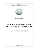 Nguyễn lệ hoa bước Đầu nghiên cứu thành phần hóa học cây thanh ngâm khóa luận tốt nghiệp dược sĩ