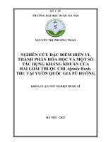 Nguyễn thị phương thảo nghiên cứu Đặc Điểm hiển vi, thành phần hóa học và một số tác dụng kháng khuẩn của hai loài thuộc chi alpinia roxb  thu tại vườn quốc gia pù huống khóa luận tốt nghiệp dược sĩ
