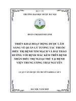 Đoàn thị khánh linh triển khai hoạt Động dược lâm sàng về quản lý tương tác thuốc Điều trị bệnh tim mạch và Đái tháo Đường với bệnh mắc kèm trên bệnh nhân Điều trị ngoại trú tại bệnh viện trung Ương thái nguyên luận văn dược s