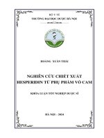 Hoàng  xuân thái nghiên cứu chiết xuất hesperidin từ phụ phẩm vỏ cam khóa luận tốt nghiệp dược sĩ