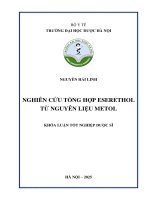 Nguyễn hải linh nghiên cứu tổng hợp eserethol từ nguyên liệu metol khóa luận tốt nghiệp dược sĩ