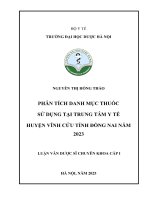 Nguyễn thị hồng thảo phân tích danh mục thuốc sử dụng tại trung tâm y tế huyện vĩnh cửu tỉnh Đồng nai năm 2023 luận văn dược sĩ chuyên khoa cấp i