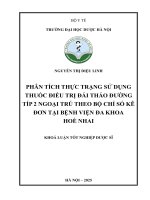 Nguyễn thị diệu linh phân tích thực trạng sử dụng thuốc Điều trị Đái tháo Đường típ 2 ngoại trú theo bộ chỉ số kê Đơn tại bệnh viện Đa khoa hoè nhai khoá luận tốt nghiệp dược sĩ