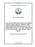 Trần thị mai hoa xây dựng phương pháp xác Định hàm lượng biotin trong thực phẩm dinh dưỡng bằng sắc ký lỏng hiệu năng cao, kết hợp với làm sạch bằng cột Ái lực miễn dịch khóa luận tốt nghiệp dược sĩ