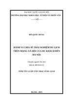 Tóm tắt luận văn HÀNH VI CHIA SẺ TRẢI NGHIỆM DU LỊCH TRÊN MẠNG XÃ HỘI CỦA DU KHÁCH ĐẾN HÀ NỘI