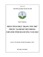 Trần thị hải phân tích thực trạng tồn trữ thuốc tại bệnh viện phong chí linh tỉnh hải dương năm 2023 luận văn dược sĩ chuyên khoa cấp i