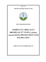 Trần thị khánh dương nghiên cứu chiết xuất bromelain từ vỏ dứa (ananas comosus) bằng phương pháp tách hai pha lỏng khóa luận tốt nghiệp dược sĩ