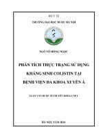 Ngô võ hồng ngọc phân tích thực trạng sử dụng kháng sinh colistin tại bệnh viện Đa khoa xuyên Á luận văn dược sĩ chuyên khoa cấp i