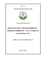 Lương thị ngọc mai khảo sát Đặc tính postbiotic – sinh bacteriocin – của vi khuẩn lactobacillus casei khóa luận tốt nghiệp dược sĩ
