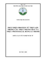Ninh thị thu huyền phát hiện protein từ thịt lợn trong các thực phẩm chay và thực phẩm halal bằng lc msms khóa luận tốt nghiệp dược sĩ