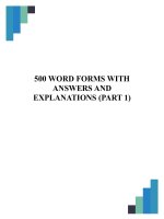 500 word forms with answers and explanations
