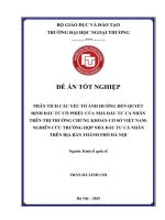 Phân tích các yếu tố ảnh hưởng đến quyết định đầu tư cổ phiếu của nhà đầu tư cá nhân trên thị trường chứng khoán cơ sở Việt Nam: trường hợp nhà đầu tư cá nhân trên địa bàn thành phố Hà Nội