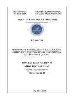 Tóm tắt: Perovskite Cs 2 SnCl 6-x Br x (x = 0, 1, 2, 3, 4, 5, 6): nghiên cứu chế tạo, động học phonon và tính chất quang