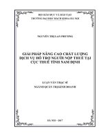 Luận văn thạc sĩ giải pháp nâng cao chất lượng dịch vụ hỗ trợ người nộp thuế tại cục thuế tỉnh nam Định