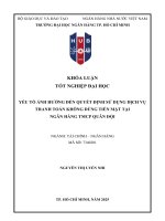 Yếu tố Ảnh hưởng Đến quyết Định sử dụng dịch vụ thanh toán không dùng tiền mặt tại ngân hàng tmcp quân Đội