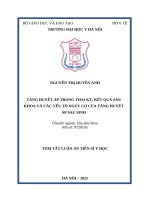 Tóm Tắt: Tăng huyết áp trong thai kỳ, kết quả sản khoa và các yếu tố nguy cơ của tăng huyết áp sau sinh