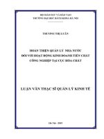 Luận văn thạc sĩ hoàn thiện quản lý nhà nước Đối với hoạt Động kinh doanh tiền chất công nghiệp tại cục hóa chất