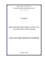 Luận văn thạc sĩ một số giải pháp hoàn thiện Ứng dụng cntt tại cơ quan bộ y tế Đến năm 2025