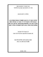 Luận văn thạc sĩ giải pháp hoàn thiện quản lý nhà nước Đối với dự Án Đầu tư sử dụng vốn khác Để xây dựng kinh doanh kết cấu hạ tầng khu công nghiệp tiền hải tỉnh thái bình