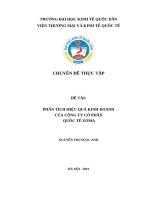 CHUYÊN ĐỀ THỰC TẬP CHUYÊN NGÀNH THUẾ - HẢI QUAN: ĐỀ TÀI PHÂN TÍCH HIỆU QUẢ KINH DOANH CỦA CÔNG TY CỔ PHẦN QUỐC TẾ ZOMA