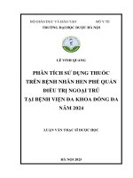 Lê vinh quang phân tích sử dụng thuốc trên bệnh nhân hen phế quản Điều trị ngoại trú tại bệnh viện Đa khoa Đống Đa năm 2024 luận văn thạc sĩ dược học