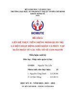 Liên hệ thực tiễn chứng minh quản trị là một hoạt Động khó khăn và phức tạp xuất phát từ các yếu tố về con người