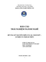 Báo cáo trải nghiệm ngành nghề Đề tài kỷ nguyên mới của ai chatgpt – cơ hội và thách thức