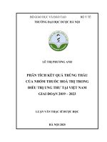 Lê thị phương anh phân tích kết quả trúng thầu của nhóm thuốc hoá trị trong Điều trị ung thư tại việt nam giai Đoạn 2019 – 2023 luận văn thạc sĩ dược học