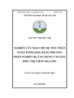 Nguyễn thị kiều nhi nghiên cứu bào chế hệ tiểu phân nano tinidazol bằng phương pháp nghiền bi, Ứng dụng vào gel Điều trị viêm nha chu luận văn thạc sĩ dược học