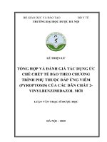 Lê thiện lữ tổng hợp và Đánh giá tác dụng Ức chế chết tế bào theo chương trình phụ thuộc Đáp Ứng viêm (pyroptosis) của các dẫn chất 2  vinylbenzimidazol mới luận văn thạc sĩ dược học