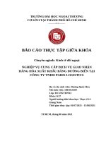 Nghiệp vụ cung cấp dịch vụ giao nhận hàng hóa xuất khẩu bằng Đường biển tại công ty tnhh paris logistics