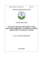 Nguyễn song toàn xây dựng phương pháp Định lượng một số hexabromocyclododecan (hbcd) trong thủy sản bằng lc msms luận văn thạc sĩ dược học