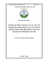 Bùi thị thu hiền Đánh giá thực trạng và các yếu tố Ảnh hưởng Đến hành vi tự Ý sử dụng kháng sinh cho trẻ dưới 5 tuổi tại huyện Đan phượng, hà nội luận văn thạc sĩ dược học
