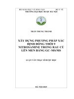 Trần trung thành xây dựng phương pháp xác Định Đồng thời 9 nitrosamine trong rau củ lên men bằng gc–msms luận văn thạc sĩ dược học