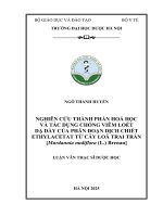 Ngô thanh huyền nghiên cứu thành phần hoá học và tác dụng chống viêm loét dạ dày của phân Đoạn dịch chiết ethylacetat từ cây loã trai trần [murdannia nudiflora (l ) brenan] luận văn thạc sĩ dược học