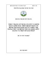 Hoàng thị huyền trang thực trạng sử dụng statin và kiểm soát lipid máu trên bệnh nhân có bệnh tim mạch do xơ vữa Điều trị ngoại trú tại bệnh viện Đa khoa Đức giang và một số giải pháp Đề Án tốt nghiệp