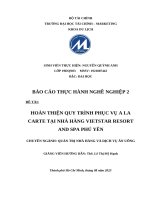 Hoàn thiện quy trình phục vụ a la carte tại nhà hàng vietstar resort and spa phú yên