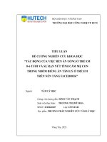 Tác Động của việc rèn Ăn uống Ở trẻ em 0 6 tuổi và sự rạn nứt tình cảm mẹ con trong nhóm biếng Ăn tâm lý Ở trẻ em trên nền tảng facebook