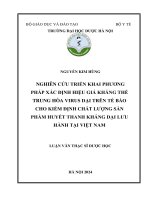 Nguyễn kim hùng nghiên cứu triển khai phương pháp xác Định hiệu giá kháng thể trung hòa virus dại trên tế bào cho kiểm Định chất lượng sản phẩm huyết thanh kháng dại lưu hành tại việt nam luận văn thạc sĩ dược học
