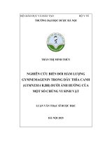 Trần thị minh thúy nghiên cứu biến Đổi hàm lượng gymnemagenin trong dây thìa canh (gymnema r br) dưới Ảnh hưởng của một số chủng vi sinh vật luận văn thạc sĩ dược học