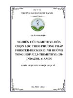 Quản thị hậu nghiên cứu n methyl hóa chọn lọc theo phương pháp forster decker Định hướng tổng hợp n,2,3 trimethyl 2hindazol 6 amin khóa luận tốt nghiệp dược sĩ