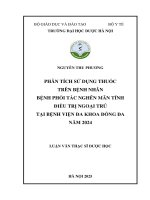 Nguyễn thu phương phân tích sử dụng thuốc trên bệnh nhân bệnh phổi tắc nghẽn mãn tính Điều trị ngoại trú tại bệnh viện Đa khoa Đống Đa năm 2024 luận văn thạc sĩ dược học