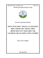 Nguyễn thị thùy dương phân tích thực trạng và giải pháp hiệu chỉnh liều thuốc trên bệnh nhân suy thận Điều trị tại bệnh viện Đa khoa nông nghiệp Đề Án tốt nghiệp